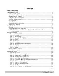 Livestock Table of Contents