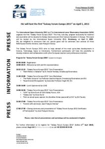 Press Release ISU#36 Tuesday, March 19, 2013 press  information