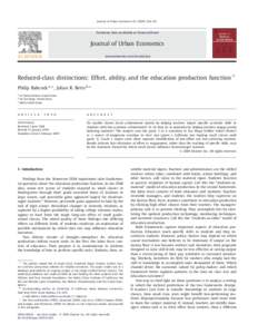 Reduced-class distinctions: Effort, ability, and the education production function
