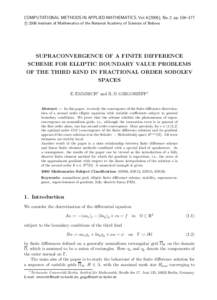 COMPUTATIONAL METHODS IN APPLIED MATHEMATICS, Vol), No.2, pp.154–177 c 2006 Institute of Mathematics of the National Academy of Sciences of Belarus  SUPRACONVERGENCE OF A FINITE DIFFERENCE SCHEME FOR ELLIPTIC B