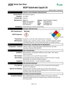 SDS Safety Data Sheet BCIP Substrate Liquid 1X Revision Date: 17-Apr