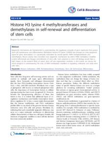 Histone H3 lysine 4 methyltransferases and demethylases in self-renewal and differentiation of stem cells