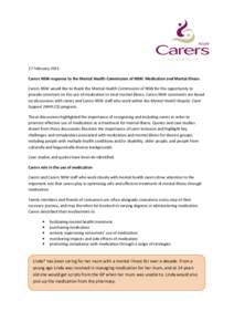 Microsoft Word - Carers NSW comments on Medication and Mental Illness DRAFT 26 Feb 15 .docx