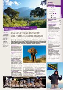 Blick auf den Mt. Meru - P. Kleinkorres  Tansania Mount Meru Reisebaustein Tage