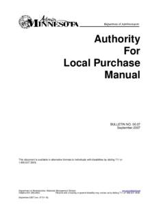 Authority For Local Purchase Manual  BULLETIN NO