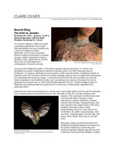Beyond Bling The Artist as Jeweler Press Release