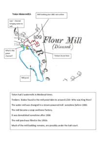 Toton Watermill/s  Mill building plan 1885 red outline Leat – channel bringing water to