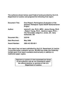 Final Report: Participatory Evaluation of the Sisseton Wahepton Oyate IASAP Demonstration Project