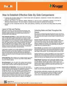    How to Establish Effective Side-By-Side Comparisons • A side-by-side (on-farm) testing plot is a head-to-head yield and agronomic comparisons in farmers field conditions and under their management practices. • St