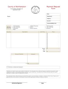 County of Northampton  Payment Request Form  