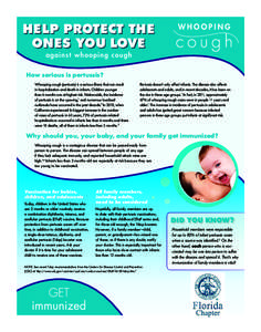 HELP PROTECT THE ONES YOU LOVE aga i nst whoop i ng c o ugh How serious is pertussis? Whooping cough (pertussis) is a serious illness that can result