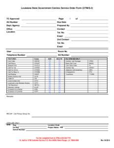 OTMS2 Centrex Service Order Form