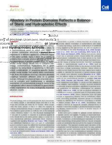 Allostery in Protein Domains Reflects a Balance of Steric and Hydrophobic Effects