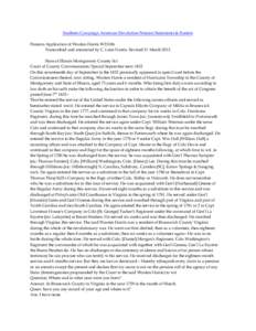 Southern Campaign American Revolution Pension Statements & Rosters Pension Application of Wooten Harris W23186 Transcribed and annotated by C. Leon Harris. Revised 31 March[removed]State of Illinois Montgomery County Sct C