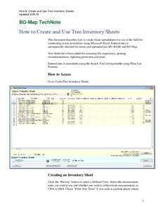 How to Create and Use Tree Inventory Sheets UpdatedBG-Map TechNote  How to Create and Use Tree Inventory Sheets