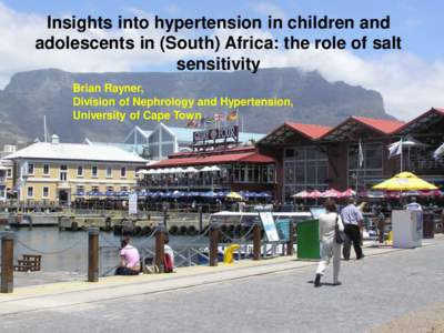 Insights into hypertension in children and adolescents in (South) Africa: the role of salt sensitivity Brian Rayner, Division of Nephrology and Hypertension, University of Cape Town