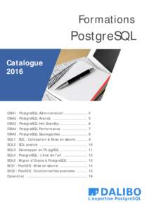 Formations  PostgreSQL Catalogue 2016
