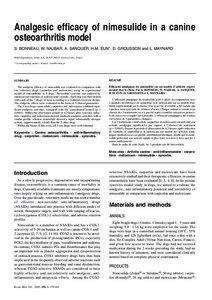 Analgesic efficacy of nimesulide in a canine osteoarthritis model S. BONNEAU, W. NAJBAR, A. SANQUER, H.M. EUN*, D. GROUSSON and L. MAYNARD
