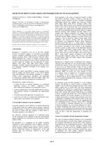 JOURNAL OF INTERDISCIPLINARY RESEARCH  AD ALTA SOURCES OF REPUTATION CRISIS AND POSSIBILITIES OF ITS MANAGEMENT DANUTA SZWAJCA, bALINA GORCZYŃSKA, cTOMASZ