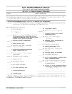 TOTAL PACKAGE APPROACH CHECKLIST For use of this form, see AR 12-8; the proponent agency is DCSLOG. SECTION I  Security Assistance Organization