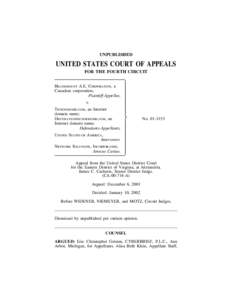 UNPUBLISHED  UNITED STATES COURT OF APPEALS FOR THE FOURTH CIRCUIT HEATHMOUNT A.E. CORPORATION, a Canadian corporation,