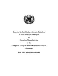 Report of the Fact-Finding Mission to Zimbabwe to assess the Scope and Impact of Operation Murambatsvina by the