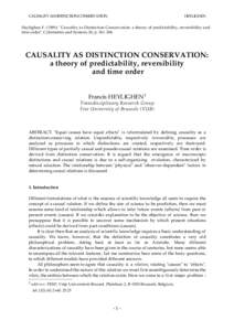 Causality / Philosophy of science / Francis Heylighen / Determinism / Principle / Indeterminism / Event / Aristotle / Cosmological argument / Philosophy / Metaphysics / Science