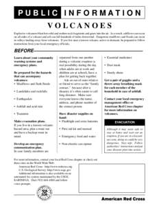 PUBLIC INFORMATION VOLCANOES Explosive volcanoes blast hot solid and molten rock fragments and gases into the air. As a result, ashflows can occur on all sides of a volcano and ash can fall hundreds of miles downwind. Da