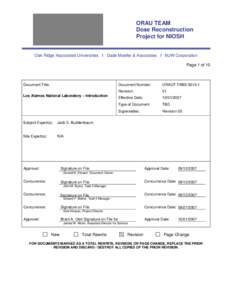 ORAU TEAM Dose Reconstruction Project for NIOSH Oak Ridge Associated Universities I Dade Moeller & Associates I MJW Corporation Page 1 of 10