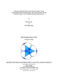 CHARACTERIZATION AND REGULARITY FOR AXISYMMETRIC SOLENOIDAL VECTOR FIELDS WITH APPLICATION TO NAVIER-STOKES EQUATION
