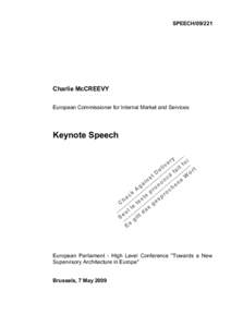 SPEECH[removed]Charlie McCREEVY European Commissioner for Internal Market and Services  Keynote Speech