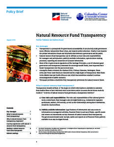 Policy Brief  Natural Resource Fund Transparency Perrine Toledano and Andrew Bauer  August 2014