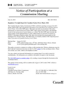 Notice of Participation at a Commission Meeting June 16, 2015 RefM-02