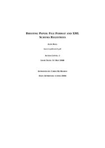 Briefing Paper: File Format and XML Schema Registries