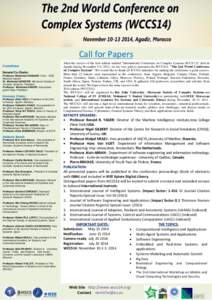 Call for Papers Committees General Co-Chairs: Professor Mohamed ESSAAIDI, Chair - IEEE Morocco Section Dr. Mohamed NEMICHE, Moroccan Society of