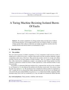 A Turing Machine Resisting Isolated Bursts Of Faults