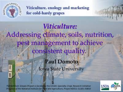 Viticulture:  Addressing climate, soils, nutrition, pest management to achieve consistent quality.