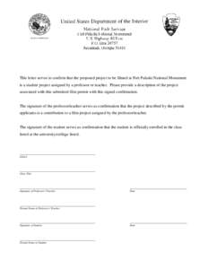 This letter serves to confirm that the proposed project to be filmed at Fort Pulaski National Monument is a student project assigned by a professor or teacher. Please provide a description of the project associated with 
