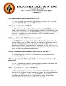 MARSOC FREQUENTLY ASKED QUESTIONS