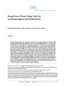 HHR Health and Human Rights Journal Rising Oceans, Climate Change, Food Aid, and Human Rights in the Marshall Islands
