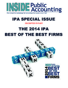 SEPTEMBER 2014 – IPA BEST OF THE BEST  INSIDE PUBLIC ACCOUNTING / 1 IPA SPECIAL ISSUE EXCERPTED IN PART