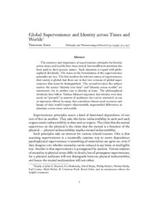 Global Supervenience and Identity across Times and Worlds∗ Theodore Sider Philosophy and Phenomenological Research[removed]): 913–937
