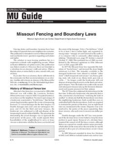 Fence laws AGRICULTURAL MU Guide PUBLISHED BY UNIVERSITY OF MISSOURI EXTENSION