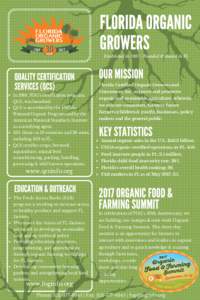 FLORIDA ORGANIC GROWERS Established inFounded & Rooted in FL QUALITY CERTIFICATION SERVICES (QCS)