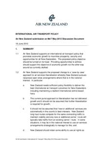 Air New Zealand submission International Air Transport Policy