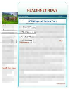HEALTHNET NEWS Volume XXX Number 4 FallOf Holidays and Herds of Cows