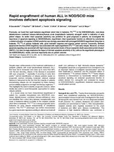 Rapid engraftment of human ALL in NOD&sol;SCID mice involves deficient apoptosis signaling
