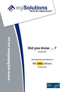 Did you know ….? January 2012 Interesting facts surrounding your  Infrastructure