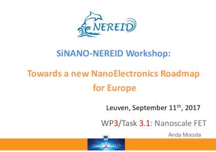 SiNANO-NEREID Workshop: Towards a new NanoElectronics Roadmap for Europe Leuven, September 11th, 2017  WP3/Task 3.1: Nanoscale FET