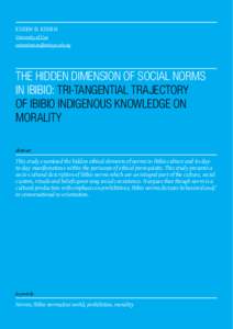 ESSIEN D. ESSIEN University of Uyo  THE HIDDEN DIMENSION OF SOCIAL NORMS IN IBIBIO: TRI-TANGENTIAL TRAJECTORY